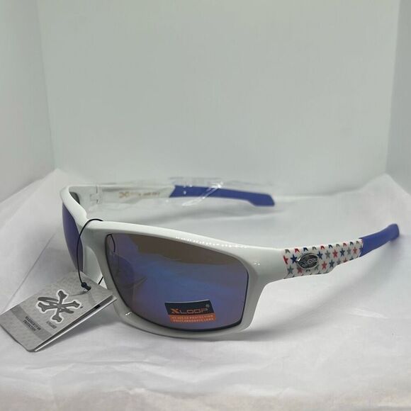 XLoop Patriotic Sunglasses – Mirrored Lens, UV Protection, Red White & Blue Star - Picture 1 of 3